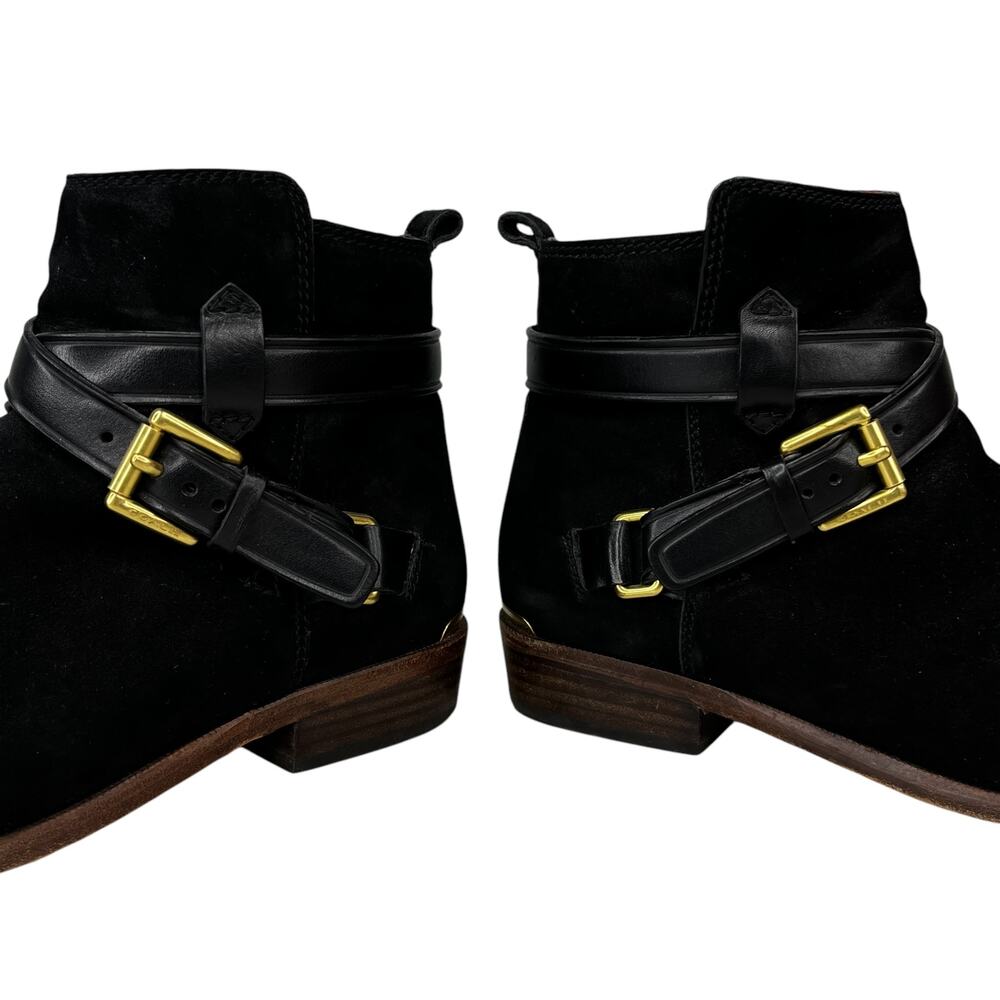 Coach Leoda Ankle Boots Black 7.5 Nubuck Gold - Picture 10 of 14